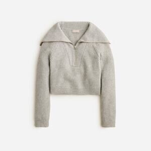 J.Crew 'Cashmere' Grey Shrunken Wide-Collar Half-Zip Sweater Size XXL